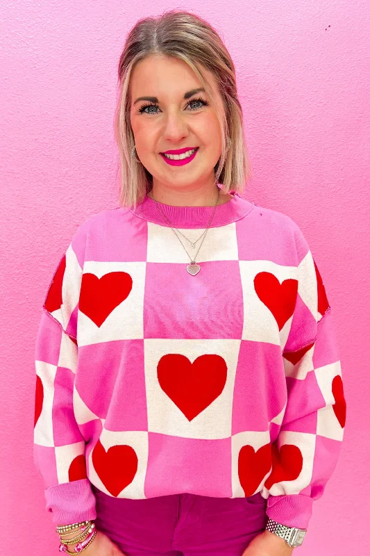 Cross My Heart Sweater - Pink Collared Crew Neck Turtle Neck