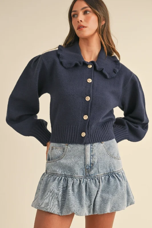 Danika Bubble Hem Denim Mini Skirt corduroy skirt textured