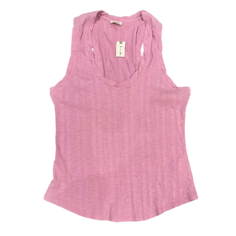 Women's Sleeveless Ribbed Tank Top In Lilac/lila peekaboo tank top