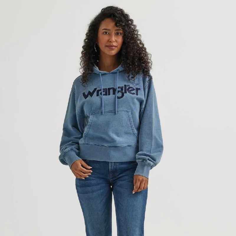 Wrangler Blues Women's Cropped Hoodie Hoodie Crop Top Short Trendy