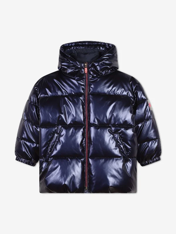 Billieblush Girls Puffer Jacket in Navy Corduroy Jacket Velvet Jacket Brocade Jacket