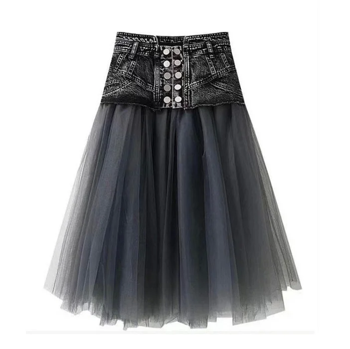 Lights Out Style - Tulle Midi Skirt With Belt cashmere skirt rich