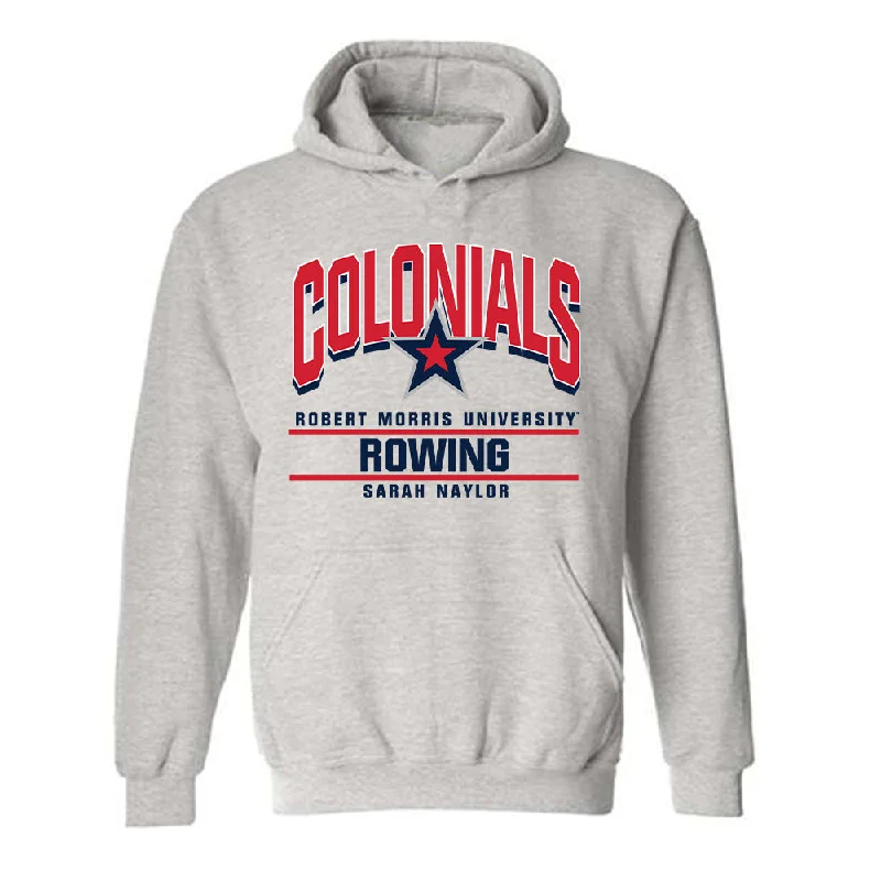 Robert Morris - NCAA Women's Rowing : Sarah Naylor - Classic Fashion Shersey Hooded Sweatshirt Hoodie with Hem Detail Decorative Unique