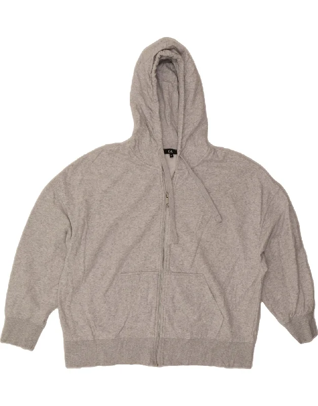 C&A Womens Oversized Zip Hoodie Sweater UK 18 XL Grey Cotton Lightweight Heavyweight Midweight