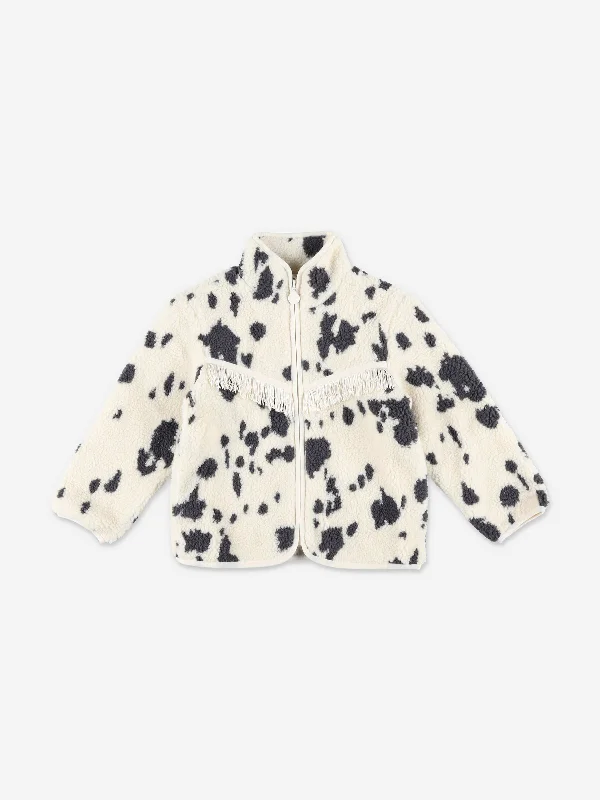 Stella McCartney Girls Fleece Cow Print Jacket in Ivory Hoodie Zip-Up Jacket Button-Up Jacket