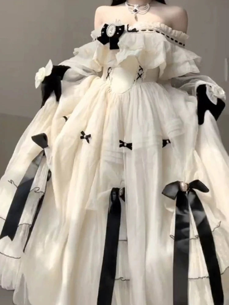 Wjczt Elegant and Sweet Miss Generative Color Heavy Industry Lolita Dress Women's Wonderful Lolita Escaping Princess Dress Tunics Party sparkling