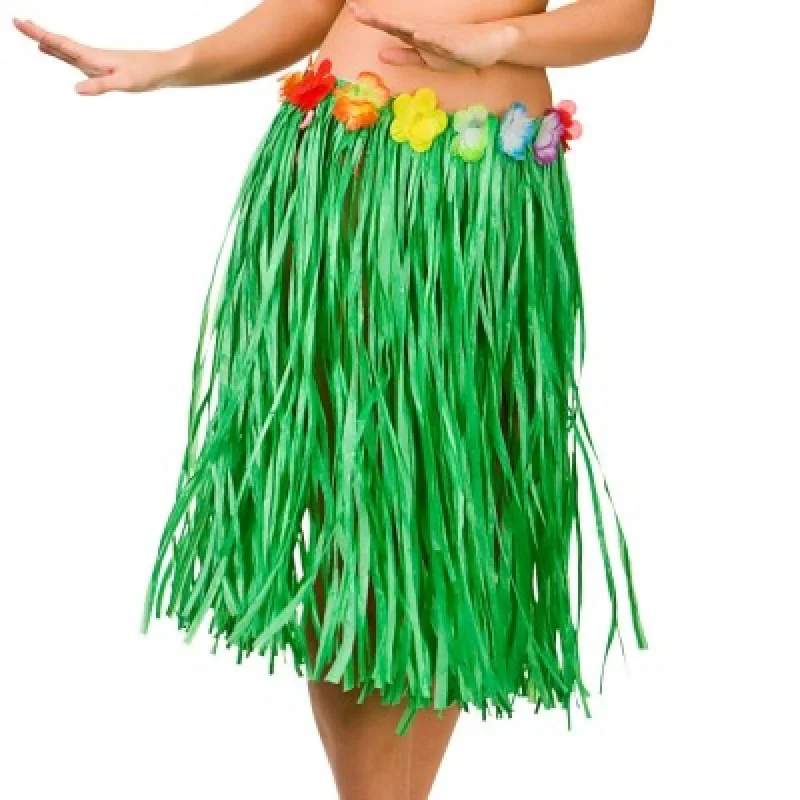 Green Hawaiian Hula Skirt silk skirt lustrous