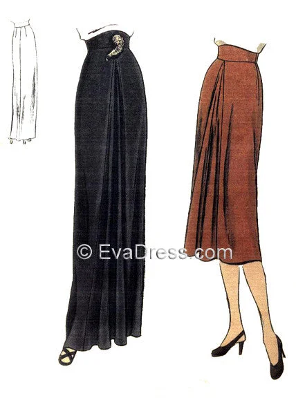 1945 Skirt with Godet Sk40-5804 silk skirt sleek