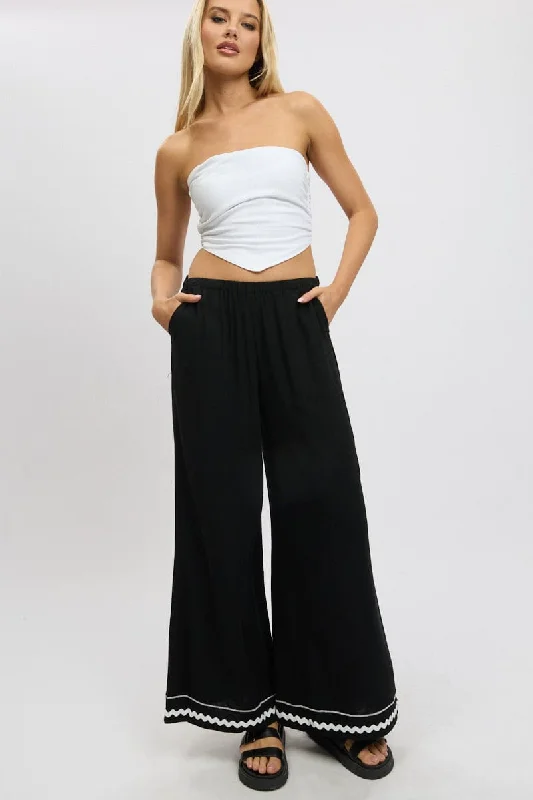 Black Wide Leg Pants High Rise High-Waist Jeans