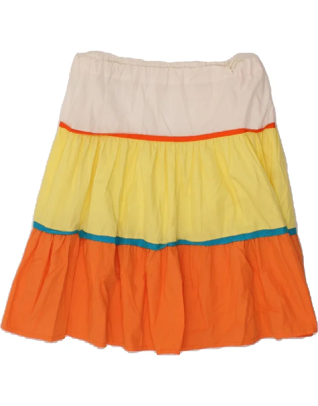 VINTAGE Womens A-Line Skirt IT 46 Large W34 Multicoloured Colourblock satin skirt smooth