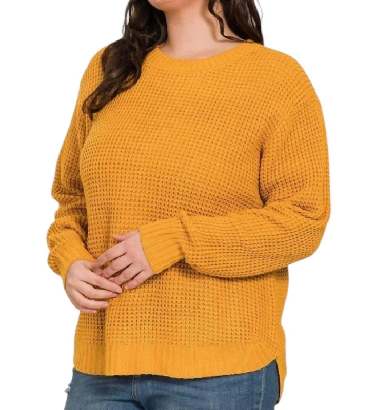 Times Curvy Sweater - Plus In Golden Mustard Boxy Sweater Fitted Sweater A-Line