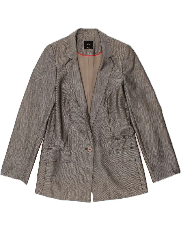 OASIS Womens 1 Button Blazer Jacket UK 10 Small Grey Wool Jacket Cashmere Jacket Tweed Jacket