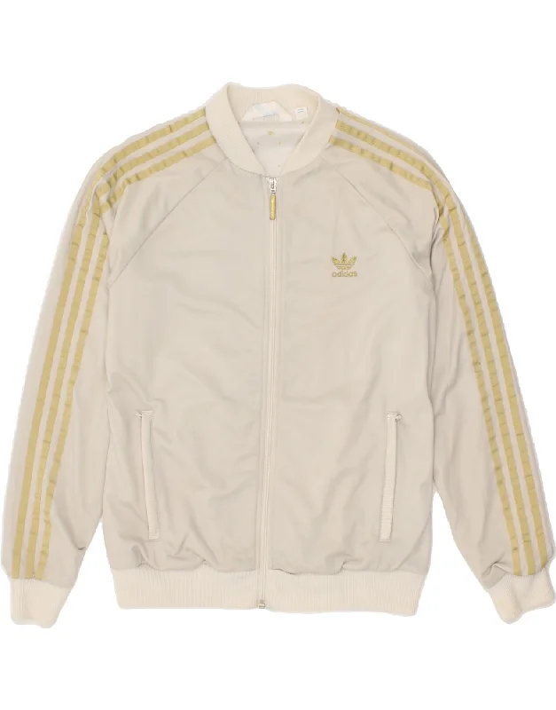 ADIDAS Womens Tracksuit Top Jacket IT 42 Medium White Polyamide Fleece Fabric Down Fabric Feather Fabric