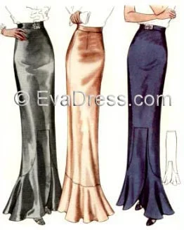 1936 Evening Skirts Sk30-8352 asymmetrical skirt cut