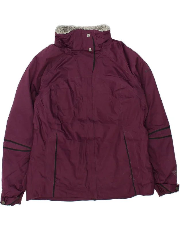 COLUMBIA Womens Windbreaker Jacket UK 18 XL Maroon Nylon Snapped Jacket Toggled Jacket Drawstring Jacket