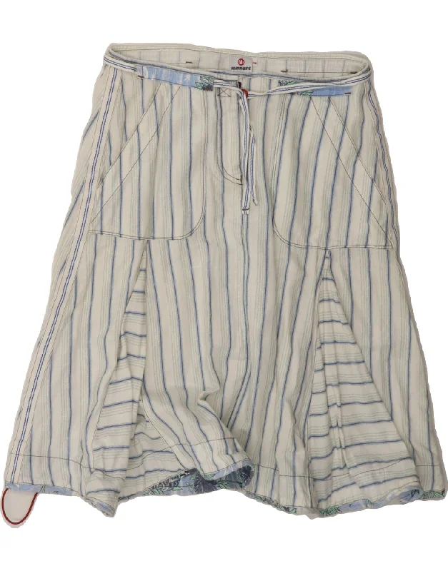 MURPHY & NYE Womens A-Line Skirt W28 Medium White Striped Linen leather skirt bold