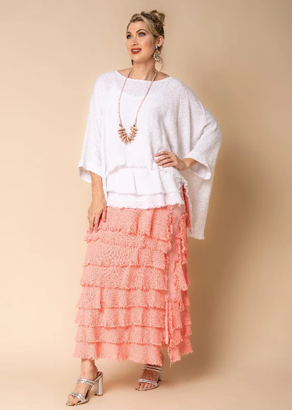 Julie Linen Skirt in Coral Crush velvet skirt luxurious