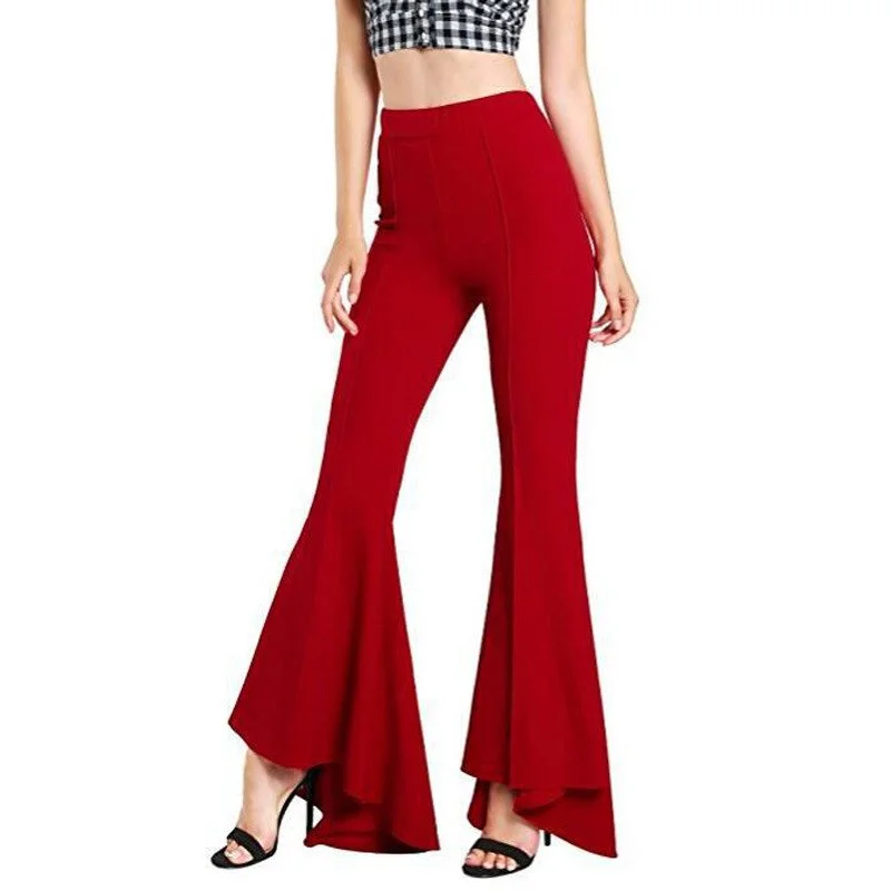 High Waist Wide Leg Super Flared Pants Elegant Palazzo Trousers