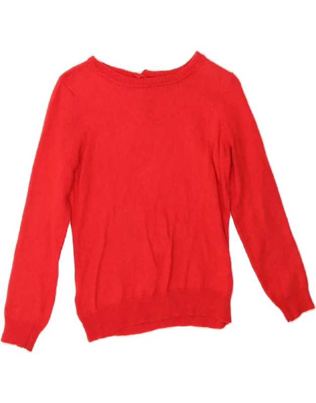 LAURA ASHLEY Womens Boat Neck Jumper Sweater UK 12 Medium  Red Tencel Turtle Neck Boat Neck Asymmetrical Neck