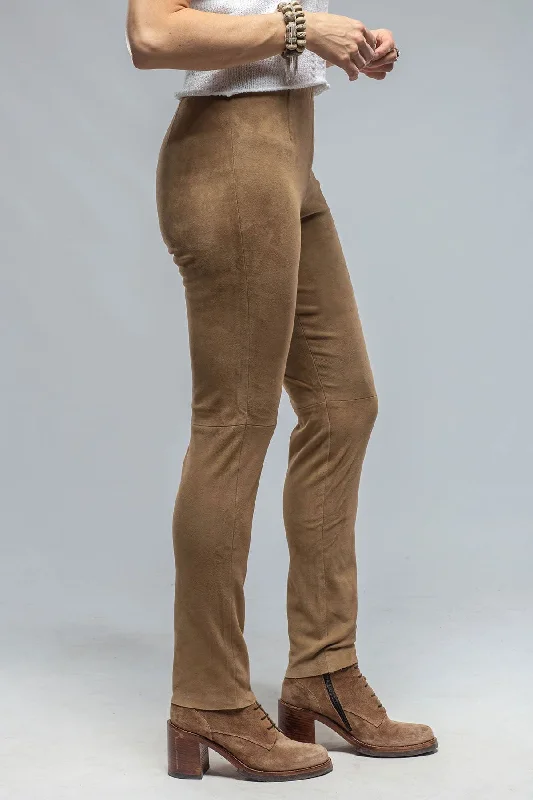 Tania Stretch Suede Pant in Desert Sand Relaxed Casual Leggings