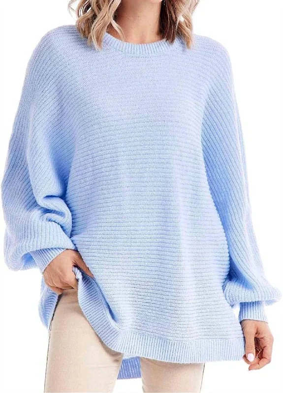 Levi Sweater In Blue Velvet Chenille Corduroy