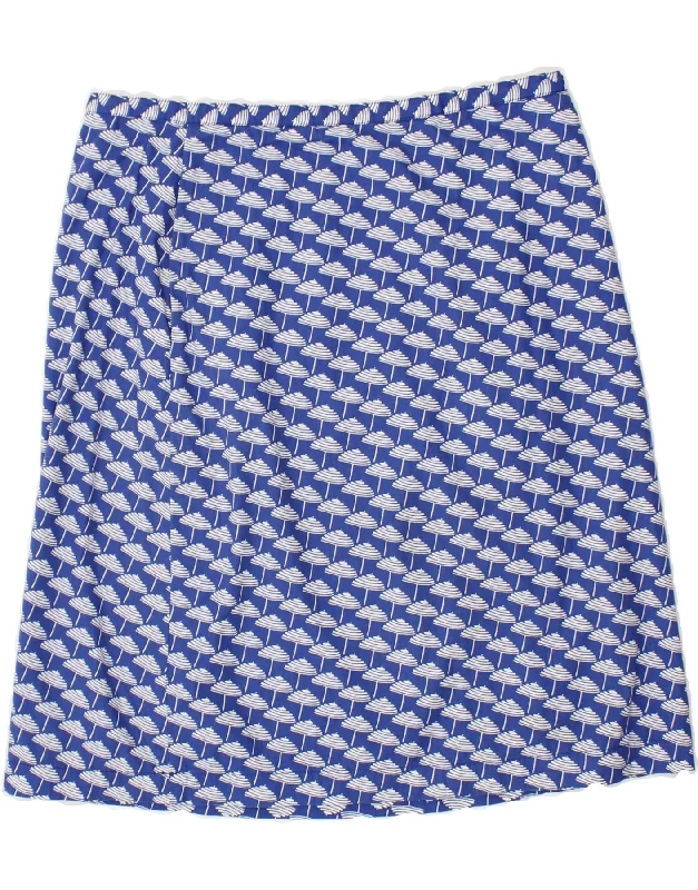 BODEN Womens Abstract Pattern A-Line Skirt UK 16 Large W32  Blue Cotton leather skirt modern