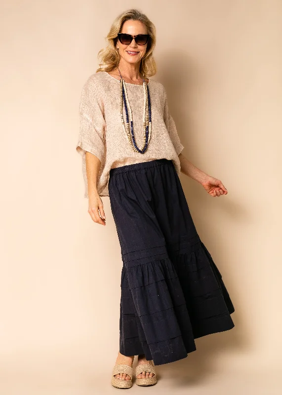 Honey Cotton Skirt in Navy silk skirt lustrous