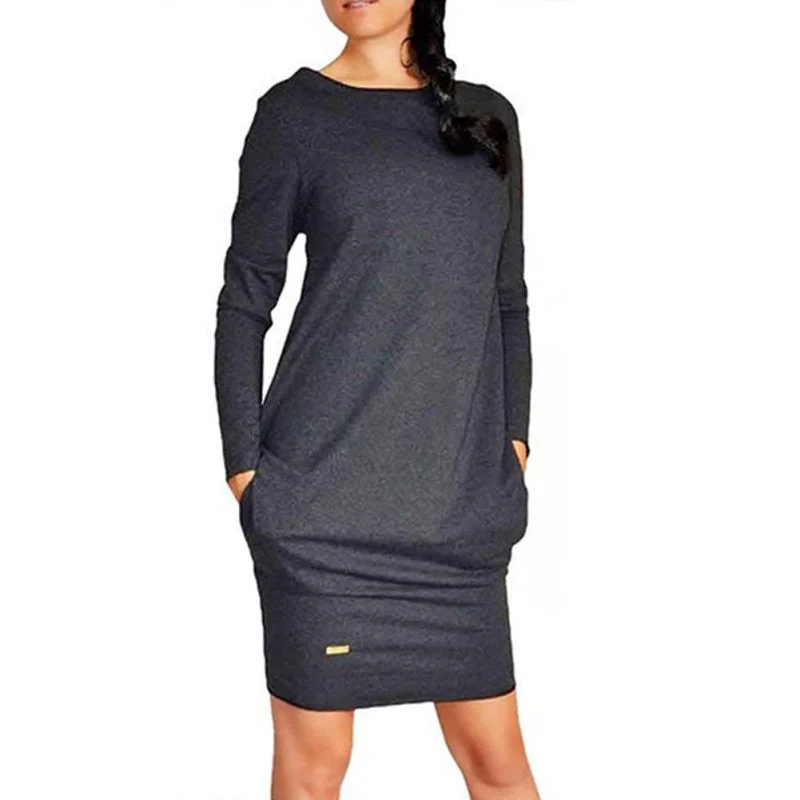 Sexy Women Long Sleeve Warm Autumn Dress Sweatshirt Party Short Mini Jumper Dresses Hoodie with Pattern Geometric Abstract