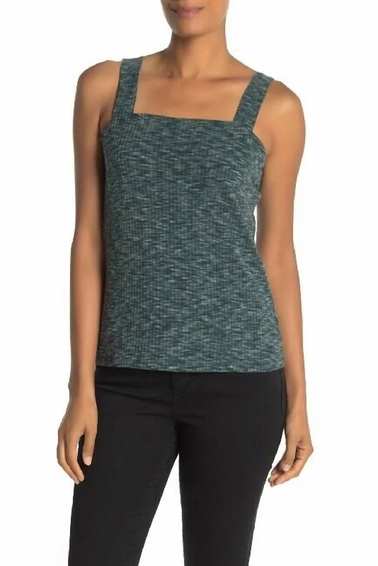 Ribbed Marl Tank Top In Bottle Green strappy tank top