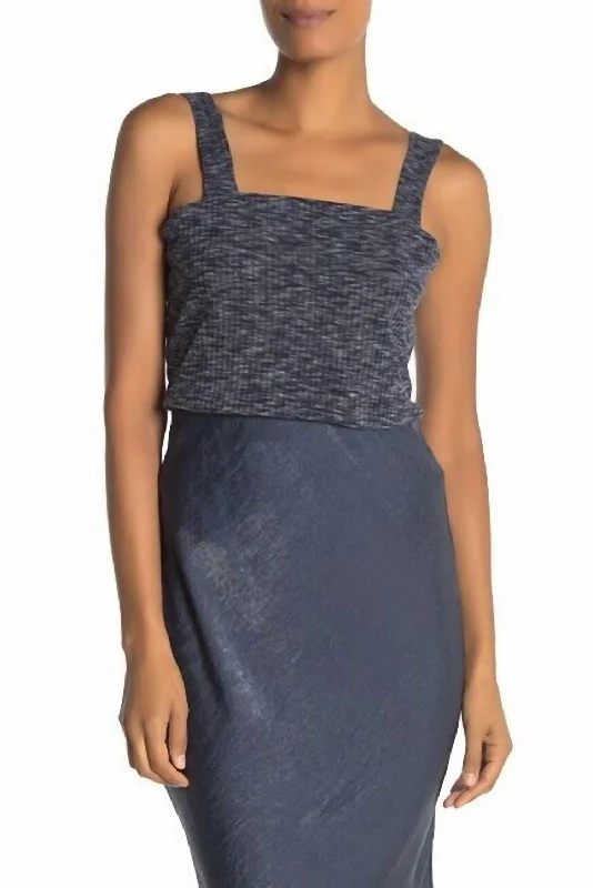 Ribbed Marl Tank Top In Blue stylish tank top