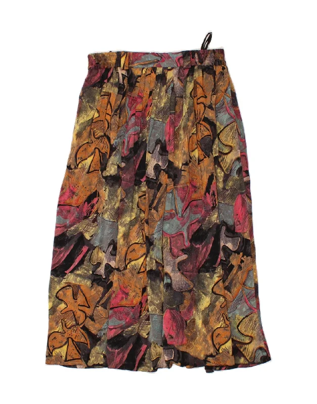 VINTAGE Womens Abstract Pattern Maxi Skirt IT 46 Large W28 Multicoloured pleated skirt texture