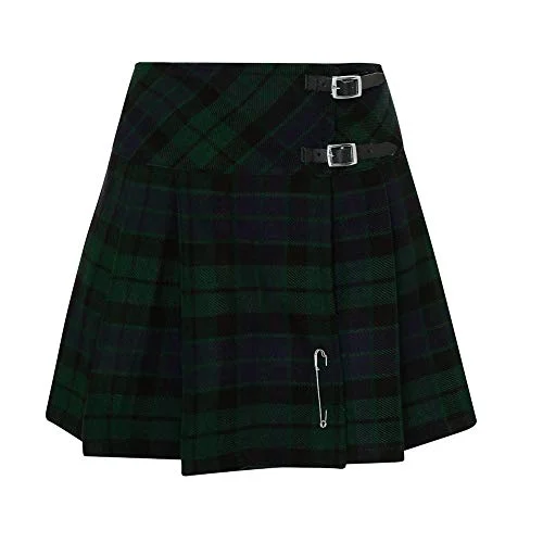 Tartanista MacKay 16.5 Inch Kilt Skirt - Antique Buchanan Tartan, Size 12 UK, Hipster Fit, Above The Knee Length leather skirt sleek