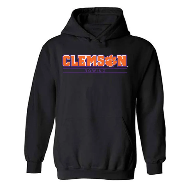 Clemson - NCAA Women's Rowing : Lira Bonitatibus - Classic Shersey Hooded Sweatshirt Hoodie with Frayed Bohemian Relaxed