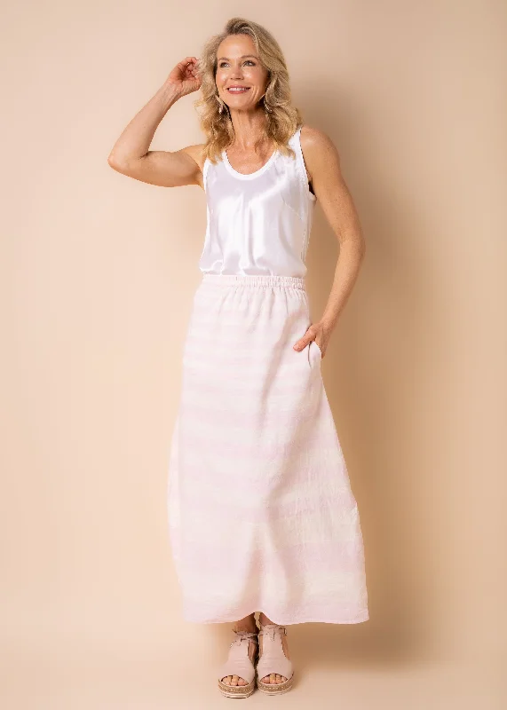 Sinclair Linen Blend Skirt in Blush ribbed skirt waist