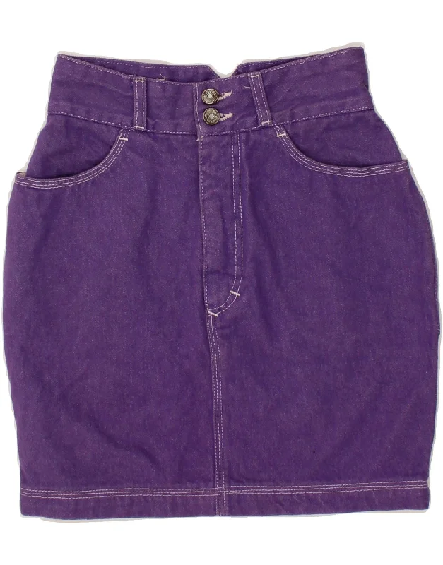 STEFANEL Womens Denim Skirt IT 42 Medium W28  Purple Cotton lace skirt intricate