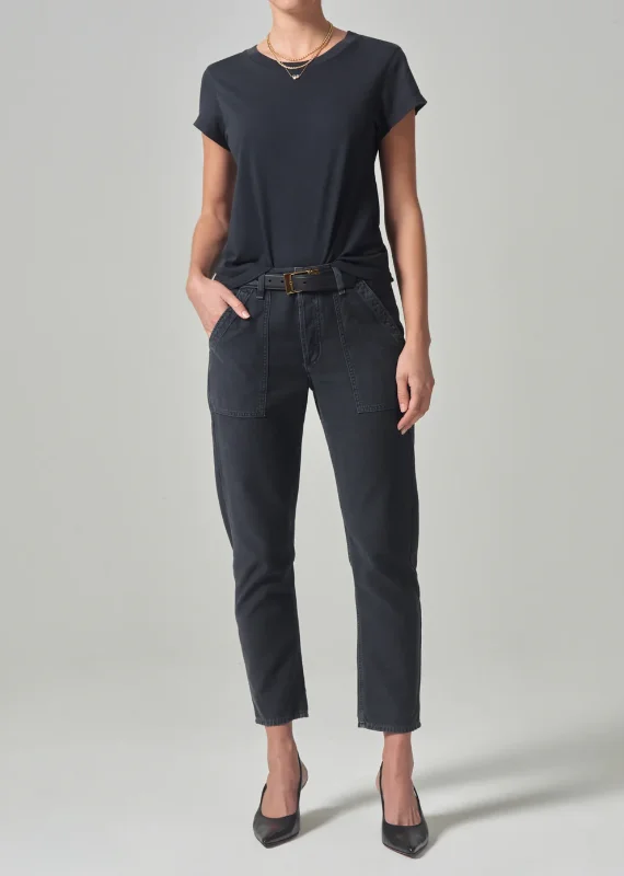 LEAH CARGO PANT IN WASHED BLACK Sleek Black Pants