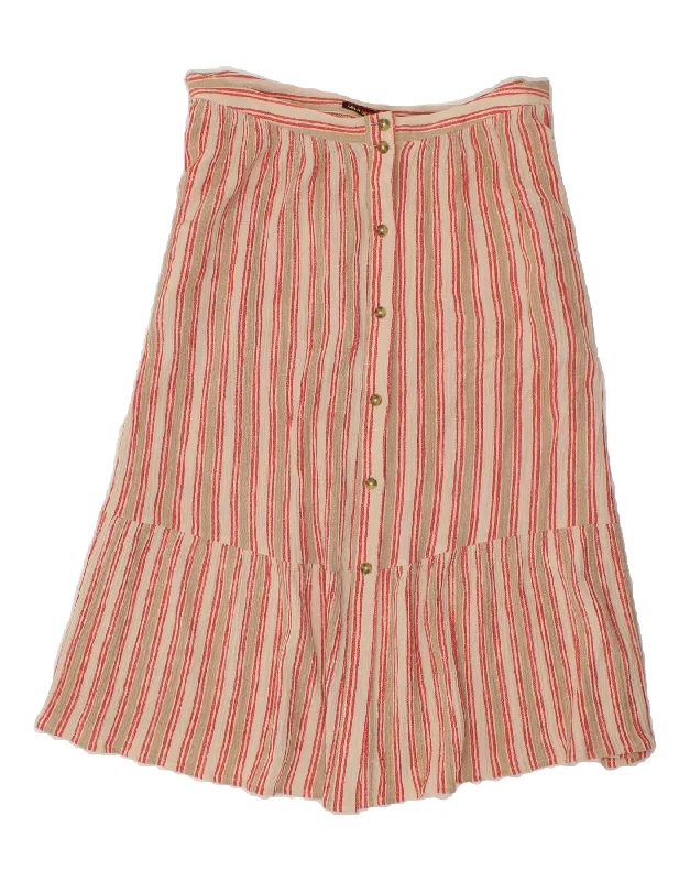 SUPERDRY Womens A-Line Skirt UK 16 Large W32  Beige Striped Viscose corduroy skirt cozy