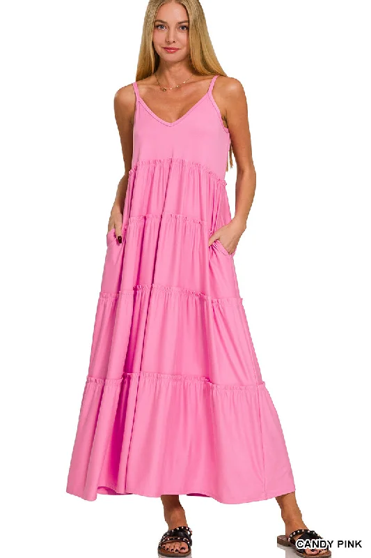 Sunrise V-Neck Maxi Tiered Dress w/ Side Pockets!! (6 Options) Tunics Prom sequined