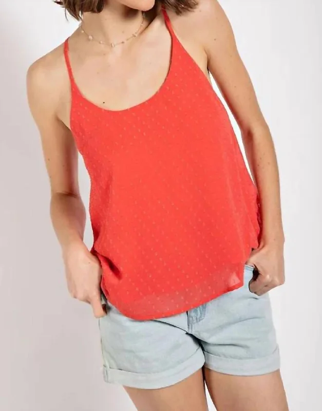 Swiss Dot Tank Top In Coral print tank top