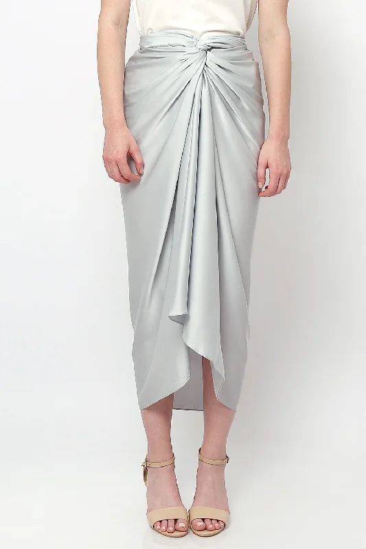 Aisyah Lilit Skirt in Grey denim skirt fashionable