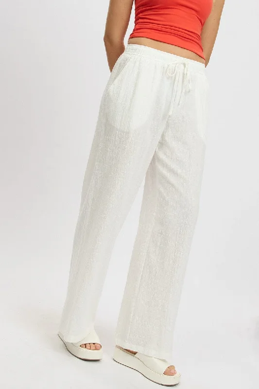 White Wide Leg Pants High Rise Sleek Black Pants