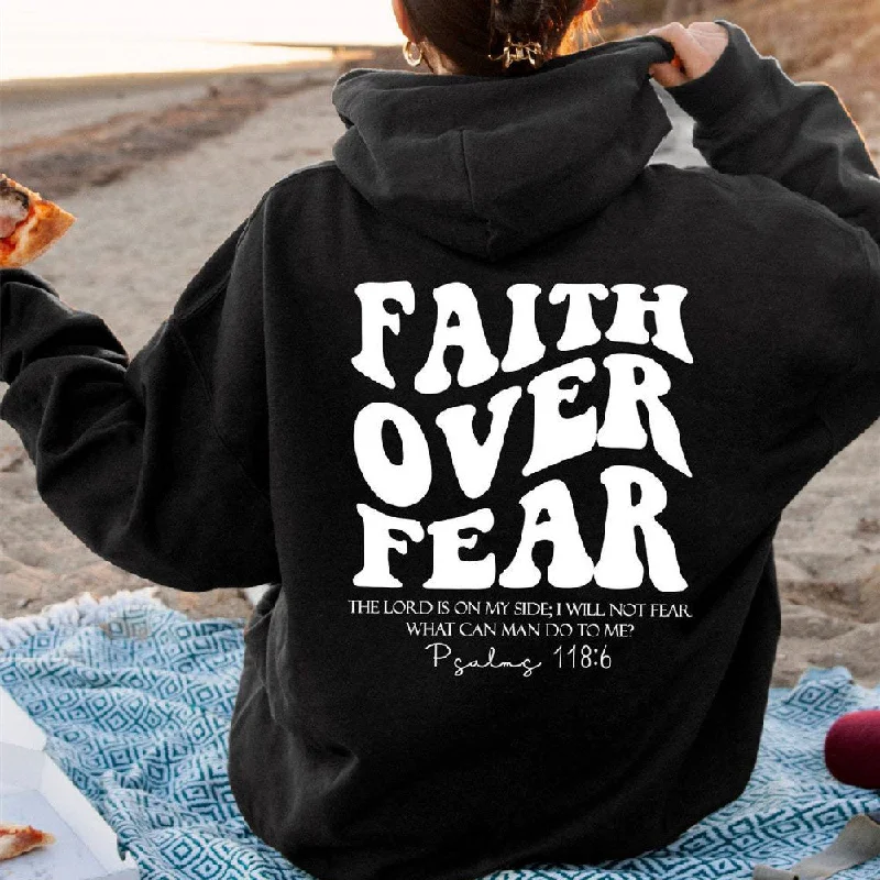 Faith Over Fear Psalms 18:6 Spiritual Hoodie Hoodie with Zipper Versatile Modern