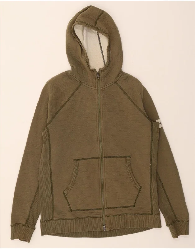 THE NORTH FACE Womens Zip Hoodie Sweater UK 14 Medium Khaki Cotton Real Fur Shearling Chenille