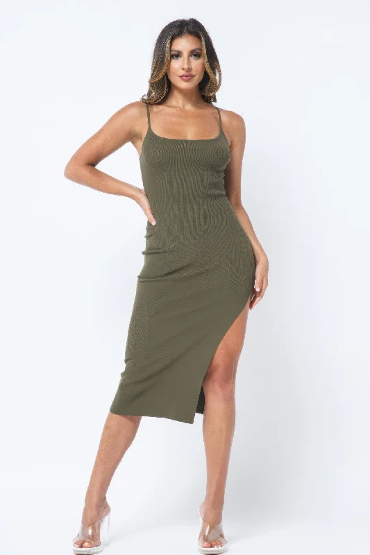 Side Slit Cami Dress Tunic Top Casual