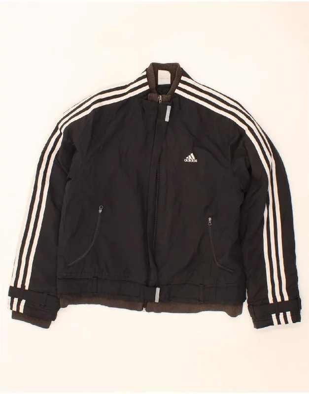 ADIDAS Womens Windbreaker Jacket UK 12 Medium Black Polyester Elasticated Jacket Padded Jacket Insulated Jacket