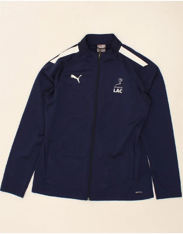 PUMA Womens Graphic Tracksuit Top Jacket UK 12 Medium Navy Blue Jacket Blazer Coat