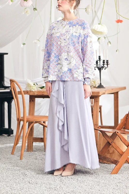 The Mimpian Women Ruffle Wide Skirt - Lilac cashmere skirt fine