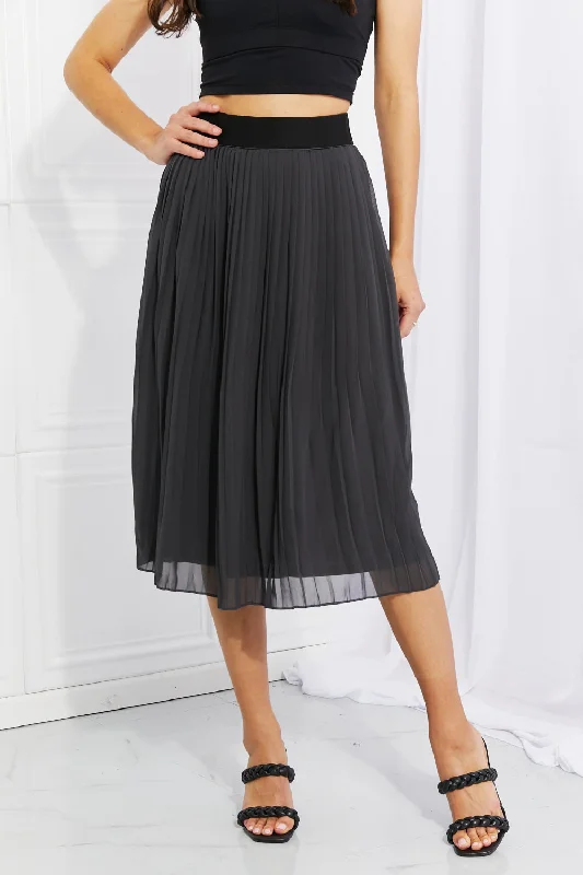 Zenana Full Size Romantic At Heart Pleated Chiffon Midi Skirt linen skirt natural