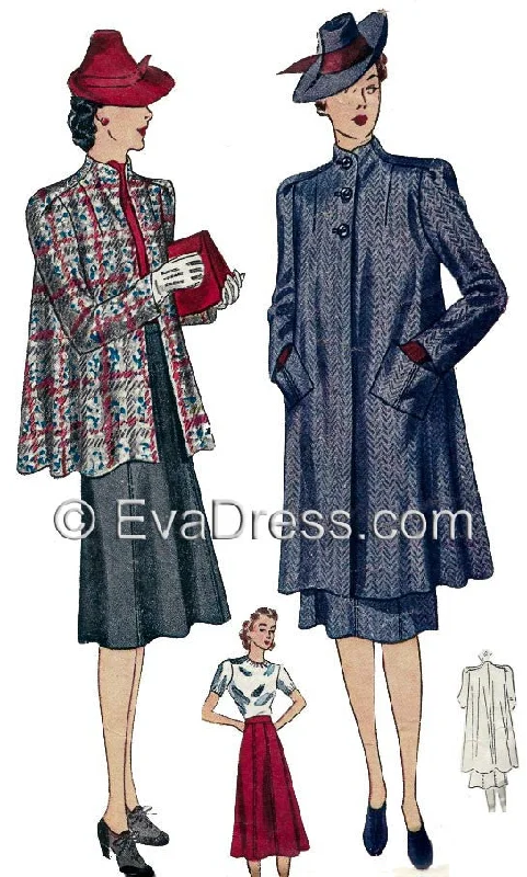 1939 Swagger Coat & Skirt C30-3181 silk skirt elegant