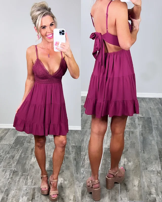 A Romantic Twist Dress - Plum Tunics Luxurious high-end